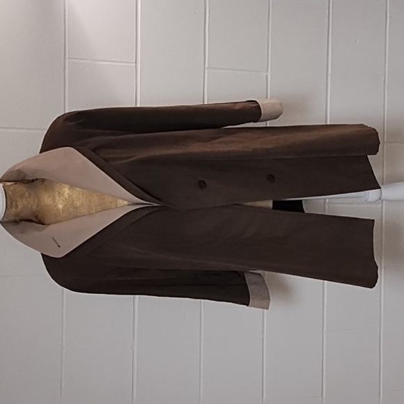 Jacqueline Ferrar Soft Sueded Lined Midi Trench Coat Jackie O Vibes Vintage - Picture 1 of 15